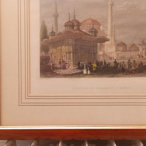 Constantinople engraving used, 1840, framed 36x29 cm