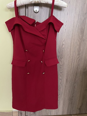 Red dress with gold buttons like new, size S