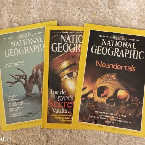 National Geographic magazines used, pack of 3 from three decades