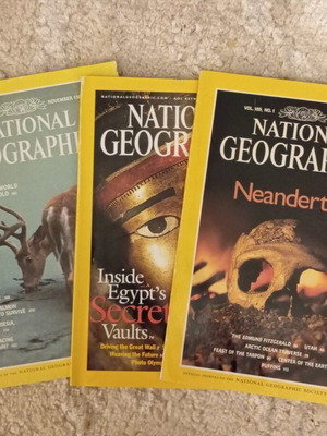 National Geographic magazines used, pack of 3 from three decades
