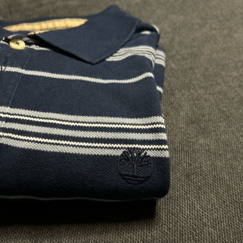 Timberland men's striped short-sleeve polo blue navy like new