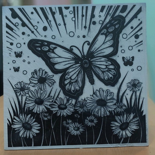 Laser Engraved Stone Picture new, 30x30 cm