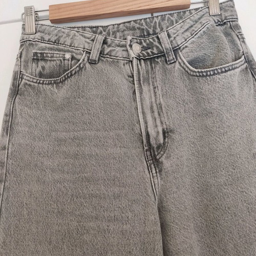 H&M Petite Wide High Waist Grey Jeans Size 36 Like New, 100% Cotton