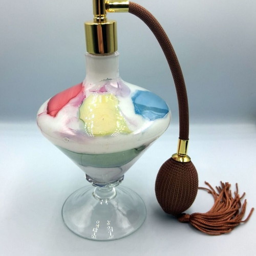 Vintage glass perfume bottle with new atomizer