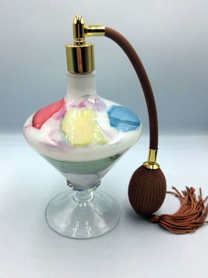 Vintage glass perfume bottle with new atomizer