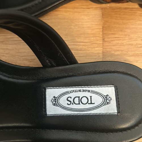 Tod’s sandals size 36 new, black leather with calfhide