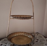 Vintage gold metal two-tier etagere