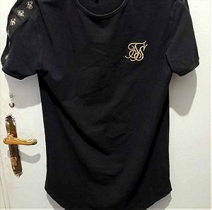Μαύρη κοντομάνικη μπλούζα με χρυσά γράμματα