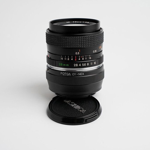 Yashica ML 28mm f/2.8 lens used with new CY-NEX adapter