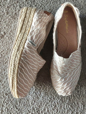 Joy&Mario fabric espadrilles used, size 36-37, white beige
