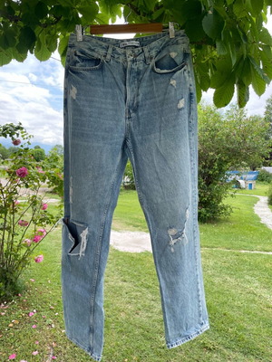 Zara denim jeans used, blue, size 38 mom fit