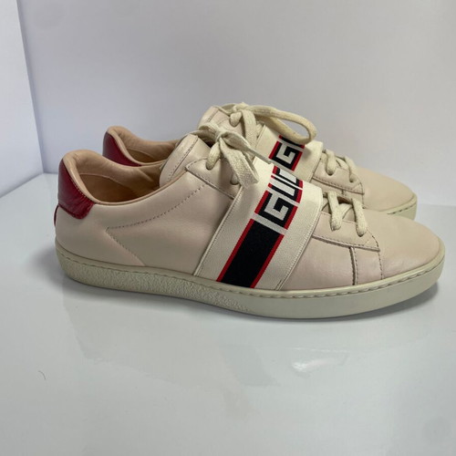 Gucci leather sneakers used, beige, size 37