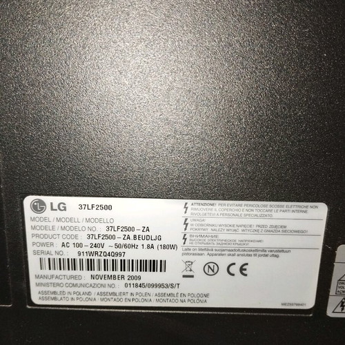 LG 37 LED TV used with built-in MPEK 4 tuner