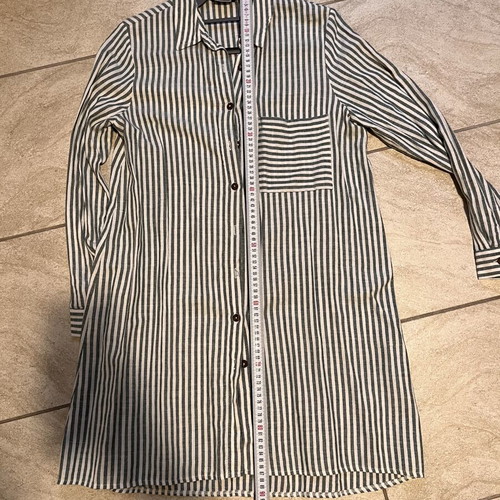 Striped Long Shirt Dress size L like new, white and dark green