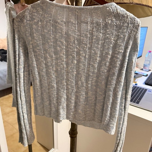 Blue cotton cardigan used with white details, size small