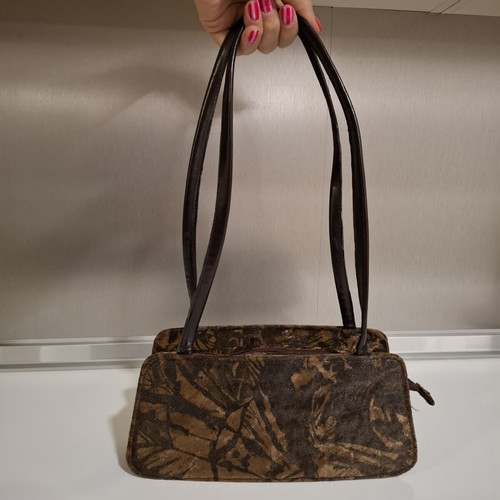 Vintage Jianni Lesal shoulder bag used, velvet style, black and brown