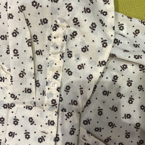 Benetton shirt new, XS-S, beige with brown pattern, cotton