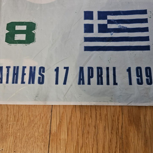 Panathinaikos F.C. Champions League 1996 Flag used, authentic stadium giveaway