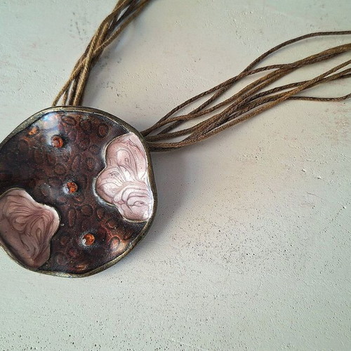 Brown and pink multi-strand necklace