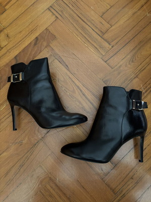 Nine West leather ankle boots size 37, 8.5 cm heel, black