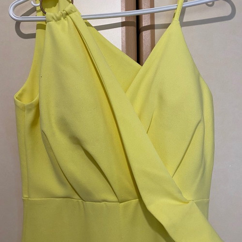 Yellow one-piece jumpsuit used with ring and strap, size M