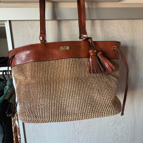 Women's handbag like new, beige and brown, hand-held