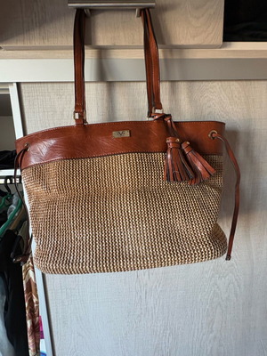 Women's handbag like new, beige and brown, hand-held