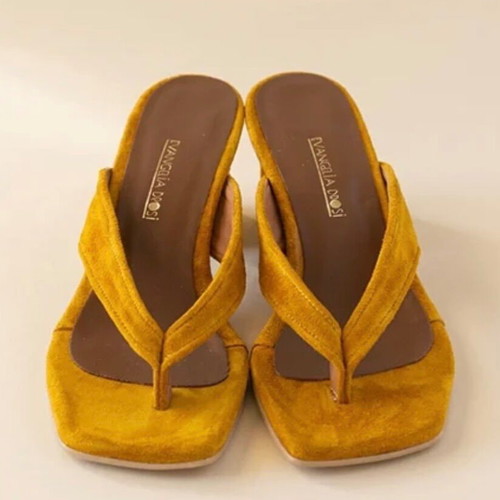 Evangelia Drossi women's suede platform heeled sandals, size 38