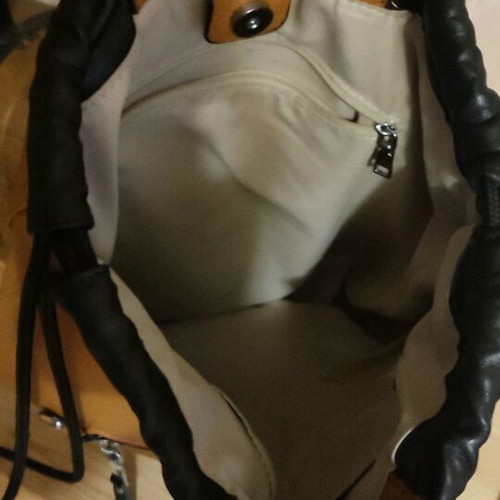 Backpack leather pouch like new, tan, backpack style