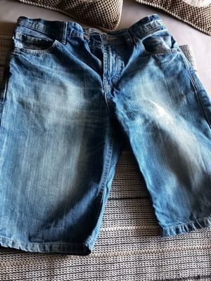 Branded men's denim bermuda shorts