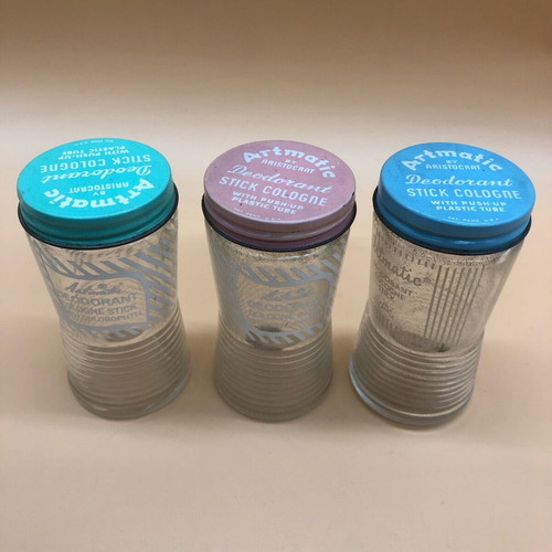 Glass jars used from aromatic deodorant stick cologne, pack of 3, made in USA