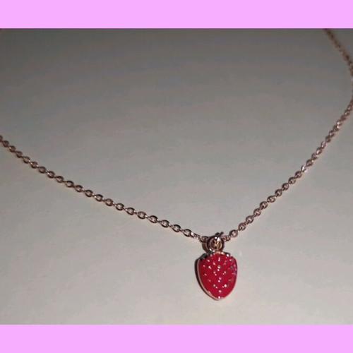 Strawberry necklace new, white and red