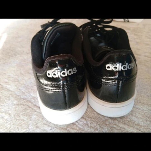 Adidas sneakers, black patent leather, size 38.5