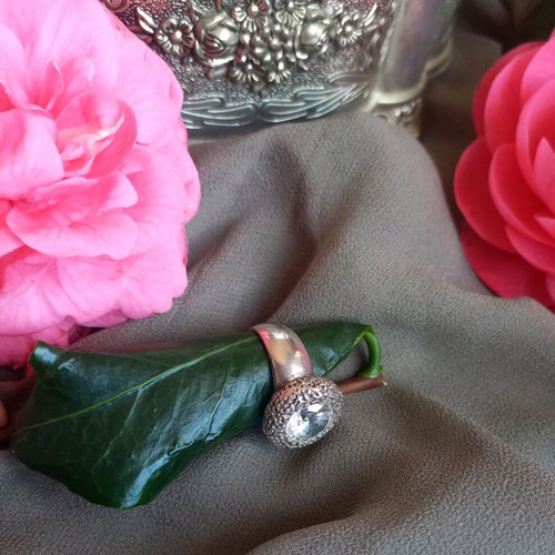 925 ring with zirconia used, size 17, vintage