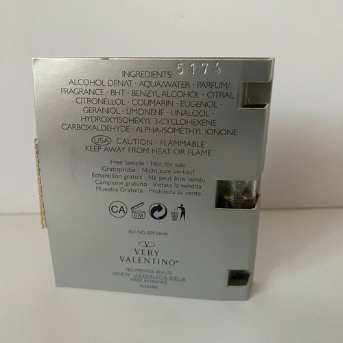Very Valentino for Men perfume sample new, 1.5 ml