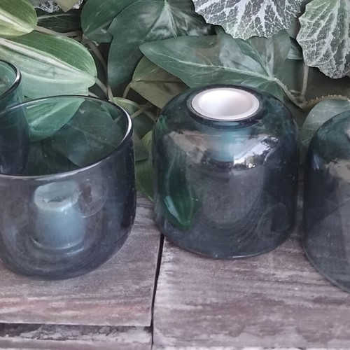 Set of 4 glass double-sided candle holders in Scandinavian style, like new