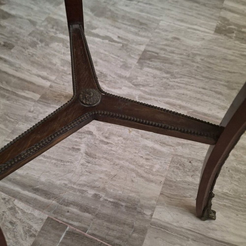 Vintage Louis XV style round table with Boulle marquetry, Italian mid-century