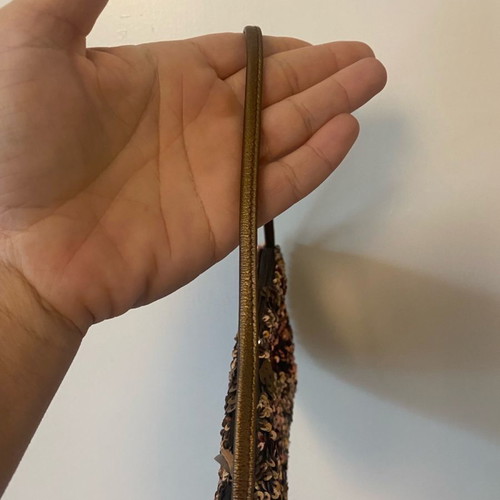 Handbag with sequins and small leather strap