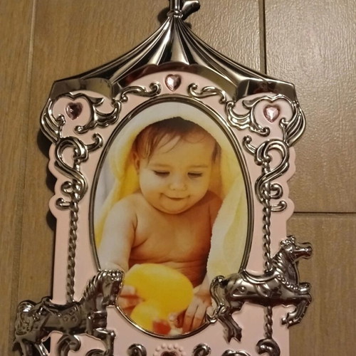 Children's silver 925 photo frame carousel shape new