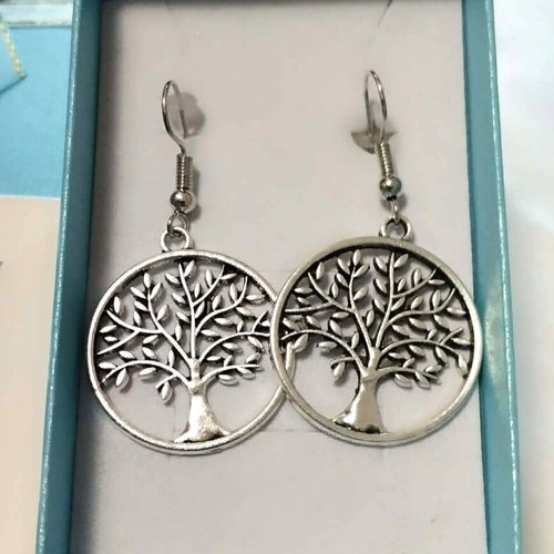 Tree of Life necklace and earring set silver new