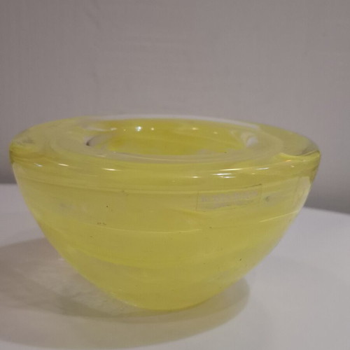 Yellow Glass Tealight Holder by Anna Ehrner for Kosta Boda, 1990s used