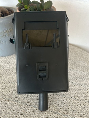Handheld welding mask used, black plastic with glass