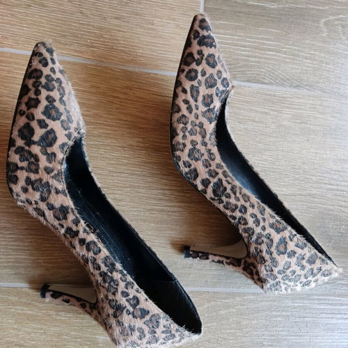 Animal print pony skin pumps used, size 37, 8 cm heel