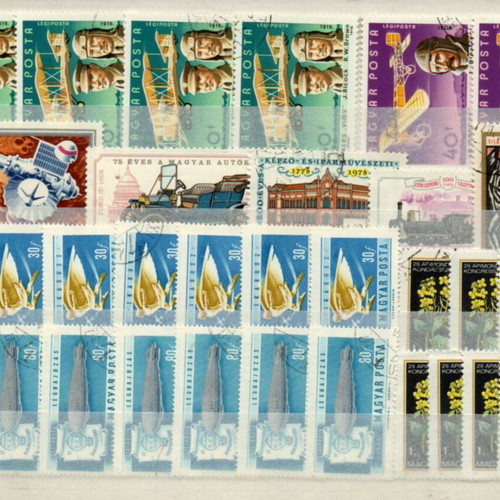 Hungary stamp collection used, 10 cards with large thematic stamps