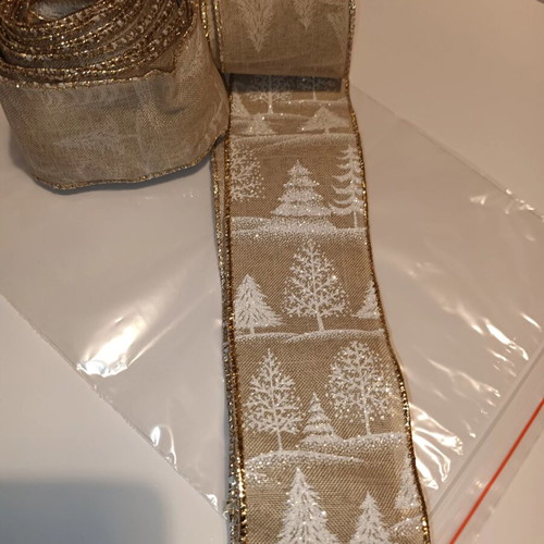 Christmas fabric ribbon set with large white snowflake