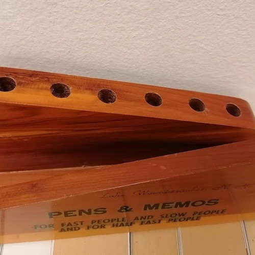 Vintage wooden desk organizer cedar solid wood