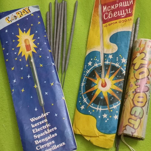 Retro New Year's Eve set used, bengal fire and confetti