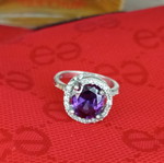 Silver 925 ring with amethyst and zircon, like new, size 55