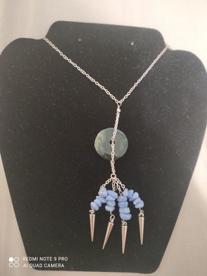 Silver Necklace with Blue Chalcedony Beads new, 45 cm chain