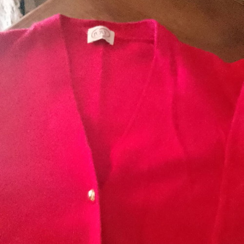Foxy red angora cardigan used, size M